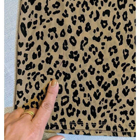 F21 Animal Print Top Women Small Sheer Cheetah Fitted Skin Tight Short Sleeve S - Picture 8 of 8